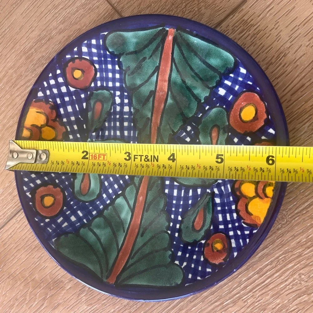 JMB Mexican Talavera Pottery Small Plate Hand Painted Floral Ceramic 6.25 Inch
